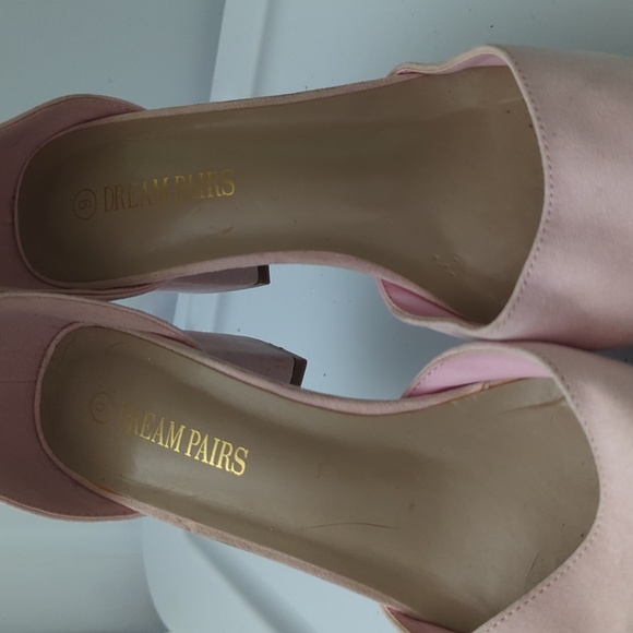 DreamPairs Powder Pink Suede Block Heel Pumps with Ankle Straps Women's Size 9 - Picture 5 of 6